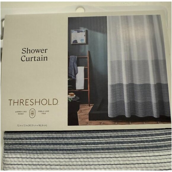 Threshold Nautical Shower Curtain Ombre Blue - Picture 6 of 8